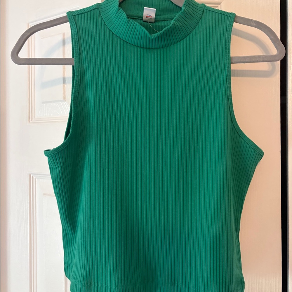 Old Navy Ribbed Mock Neck Sleeveless Tank Top - Green